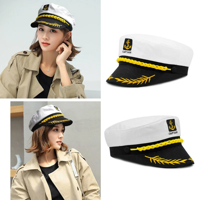 Adult Yacht Sailor Captain Hat Adjustable Men's and Women's Party Hat Makeup Ball Dressing Event Excellent Stylish Adult Yacht Sailor Captain Hat Adjustable Men's and Women's Party Hat Makeup Ball Dressing Event Excellent Stylish