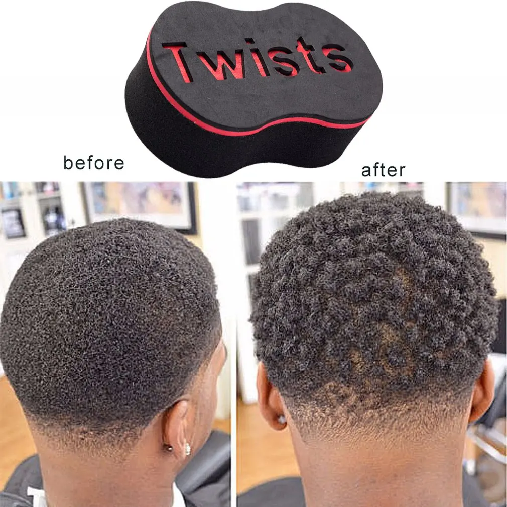African Hair Sponge Twists for Men Hair Styling Tool Barber Brush Portable Hair Braid Twist Hairbrush
