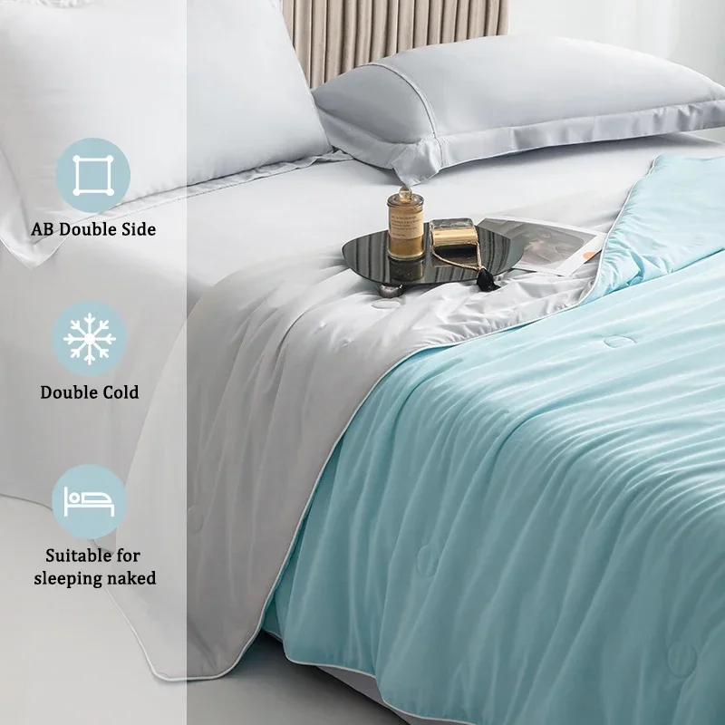 Air Condition Comforter for Summer Pure Color Ice Silk Cooling Blanket Lightweight and Smooth Twin/King Size Cold Quilt Air Condition Comforter for Summer Pure Color Ice Silk Cooling Blanket Lightweight and Smooth Twin/King Size Cold Quilt