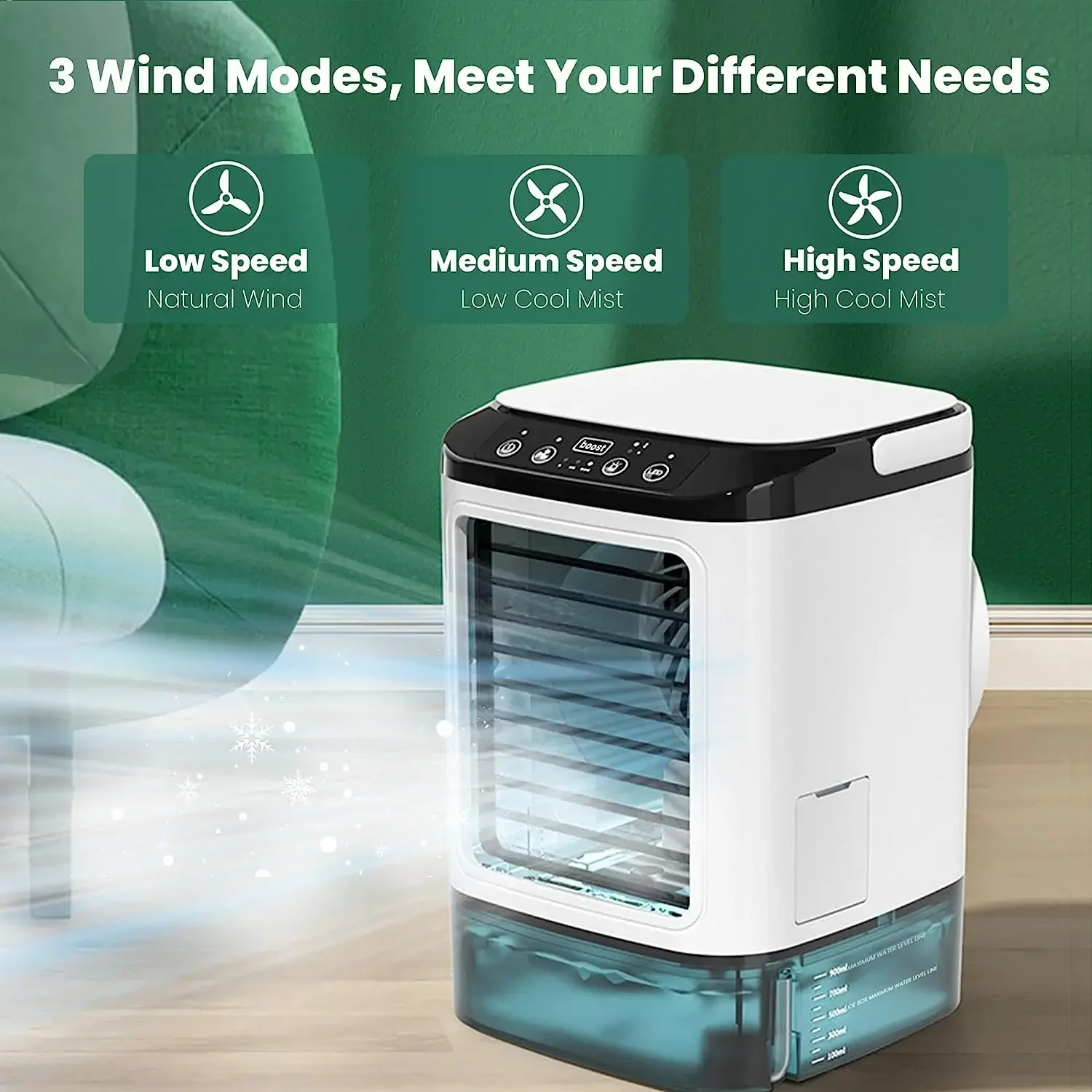 Air Conditioner Portable Fan Desktop Dual Spray Ultrasonic Atomization 3-Speed Mute Air Cooler Night Light Electric Fan