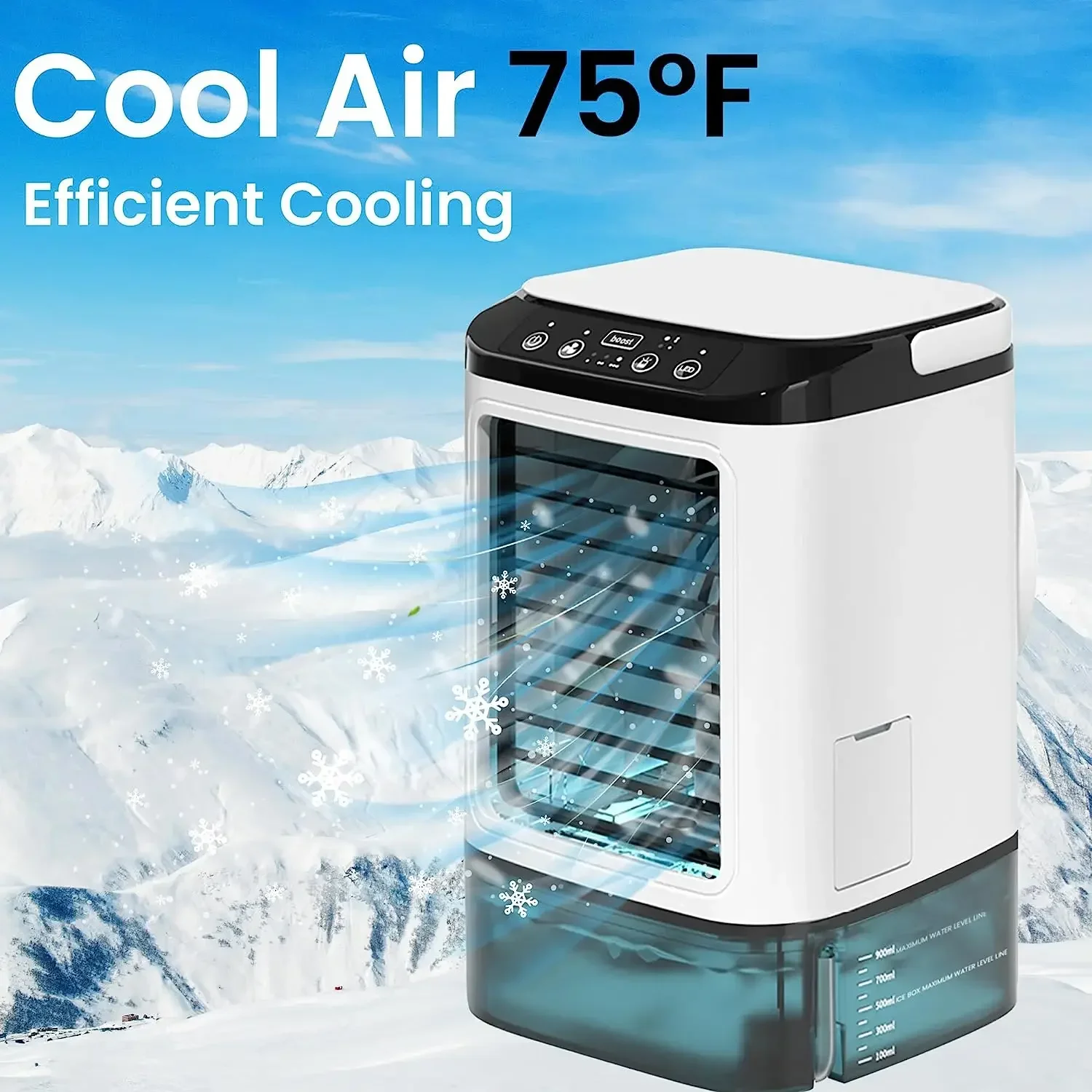 Air Conditioner Portable Fan Desktop Dual Spray Ultrasonic Atomization 3-Speed Mute Air Cooler Night Light Electric Fan