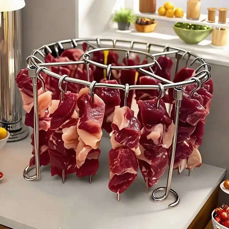 Air Fryer Grill Set: 304 Steel Vertical Grill + 24 Skewers. Grill kabobs evenly indoors/outdoors. Fits 3-6QT models. Air Fryer Grill Set: 304 Steel Vertical Grill + 24 Skewers. Grill kabobs evenly indoors/outdoors. Fits 3-6QT models.