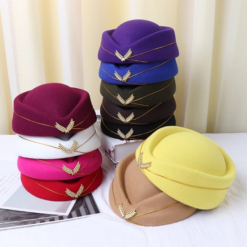 Air Hostesses Hat Stewardess Hat Beret Hat Women Formal Uniform Caps Accessory Party Hats Costume Accessories Air Hostesses Hat Stewardess Hat Beret Hat Women Formal Uniform Caps Accessory Party Hats Costume Accessories