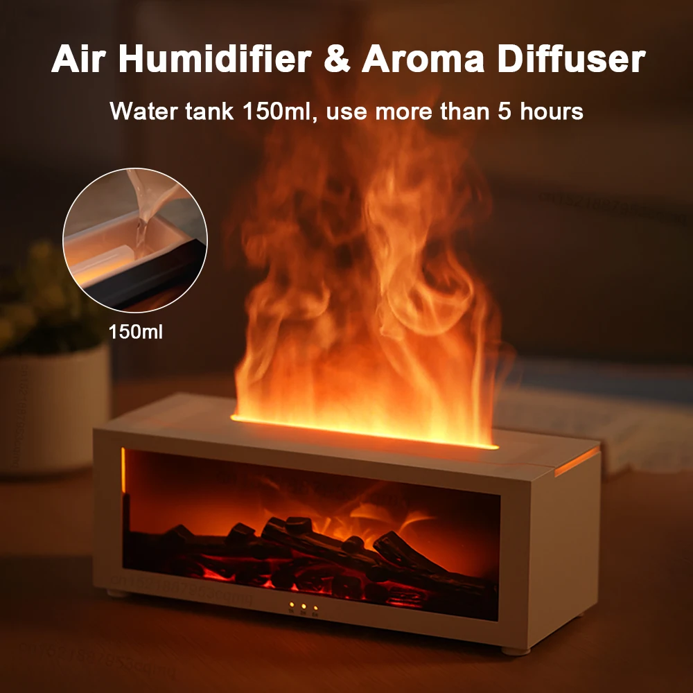 Air Humidifier Essential Oils Humidifiers Home Aroma Humidifier Flame Automatic Fragrance Diffuser With LED Light
