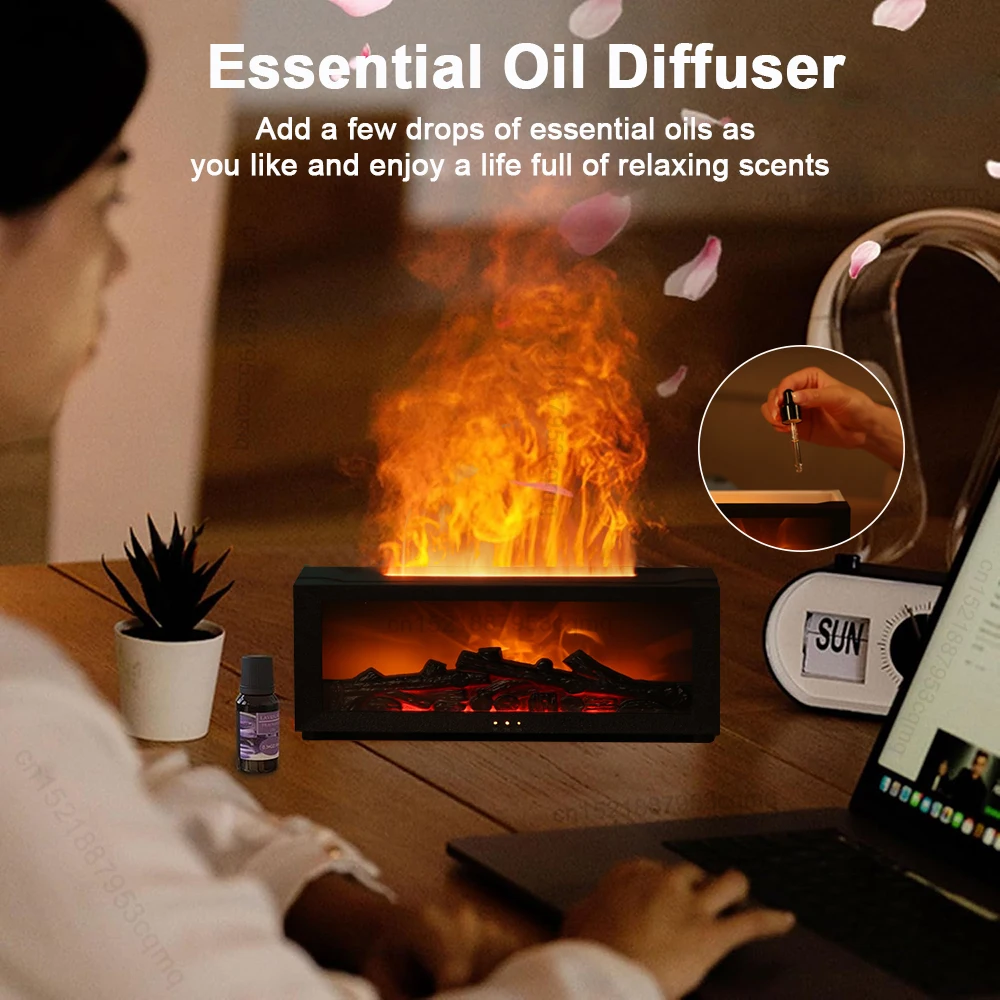 Air Humidifier Essential Oils Humidifiers Home Aroma Humidifier Flame Automatic Fragrance Diffuser With LED Light