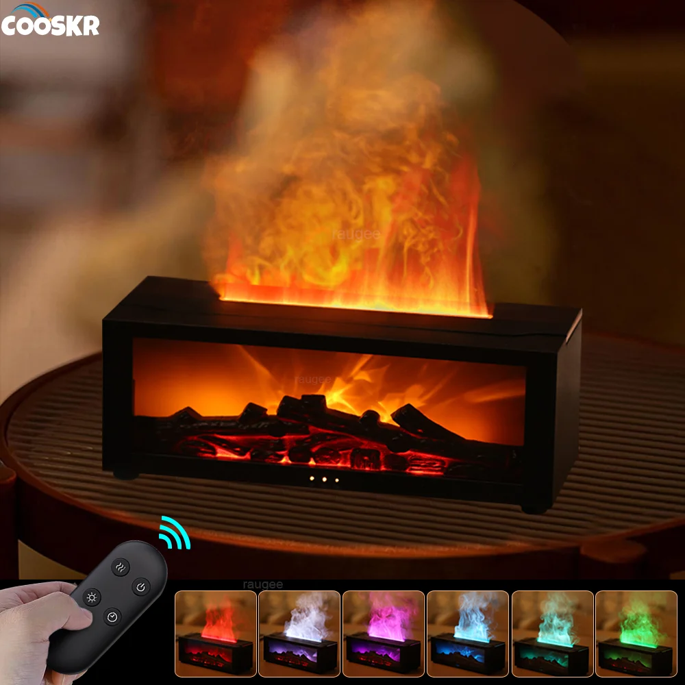 Air Humidifier Essential Oils Humidifiers Home Aroma Humidifier Flame Automatic Fragrance Diffuser With LED Light