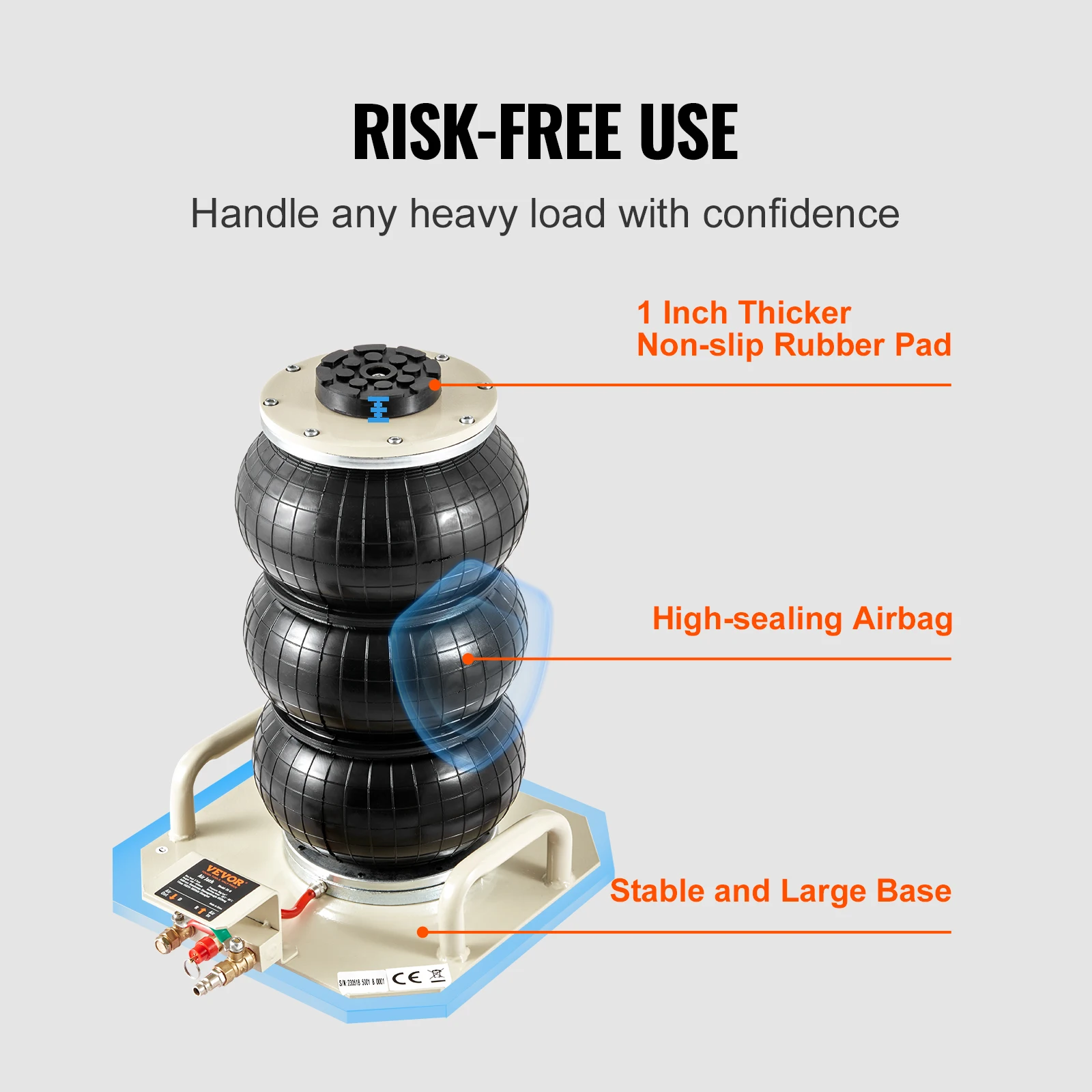 Air Jack 3 Ton/6600 lbs Triple Bag Air Jack, Airbag Jack with Six Steel Pipes Pneumatic Jack for Car, Garage, Repair Air Jack 3 Ton/6600 lbs Triple Bag Air Jack, Airbag Jack with Six Steel Pipes Pneumatic Jack for Car, Garage, Repair
