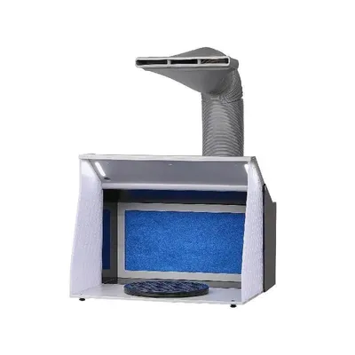 Airbrush Spray Booth Portable Hobby Airbrush Paint Spray Booth Kit with 4 LED Light Powerful Dual Exhaust Fans