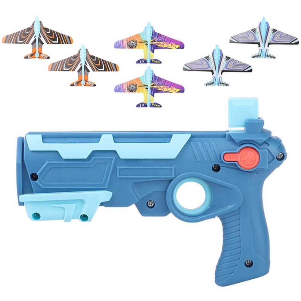 Airplane Launcher Gun With 6 Small Plane Toy Funny Airplane Toys for Kids Plane Catapult Gun Shooting Game Gift