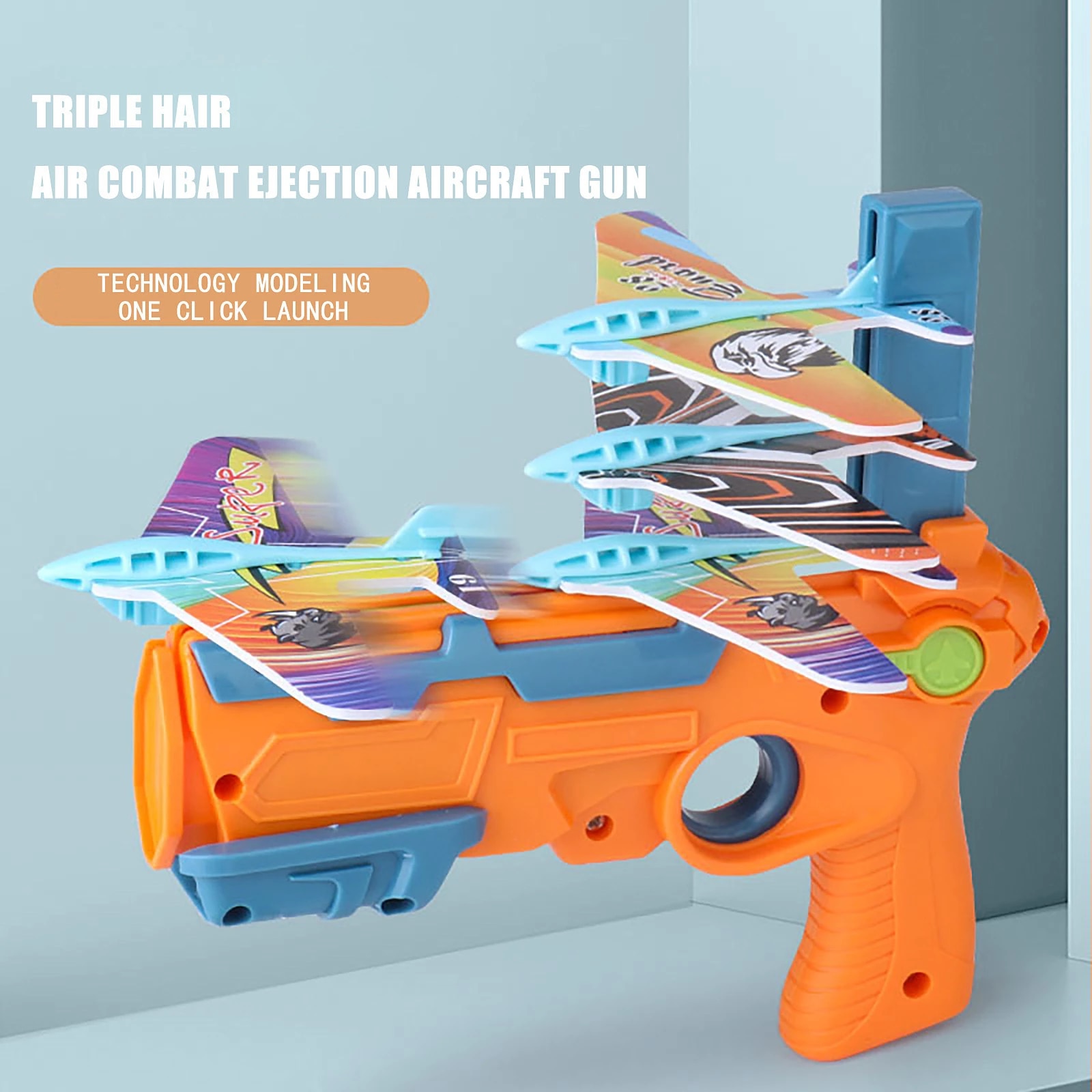 Airplane Launcher Gun With 6 Small Plane Toy Funny Airplane Toys for Kids Plane Catapult Gun Shooting Game Gift