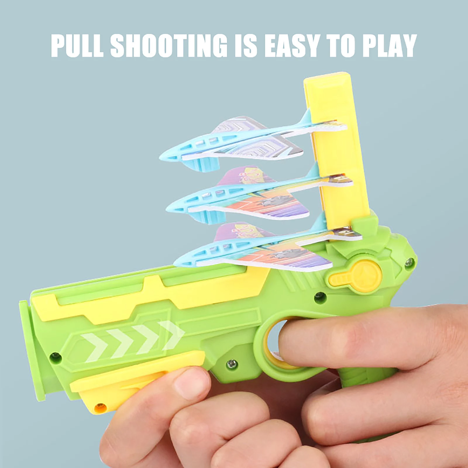 Airplane Launcher Gun With 6 Small Plane Toy Funny Airplane Toys for Kids Plane Catapult Gun Shooting Game Gift