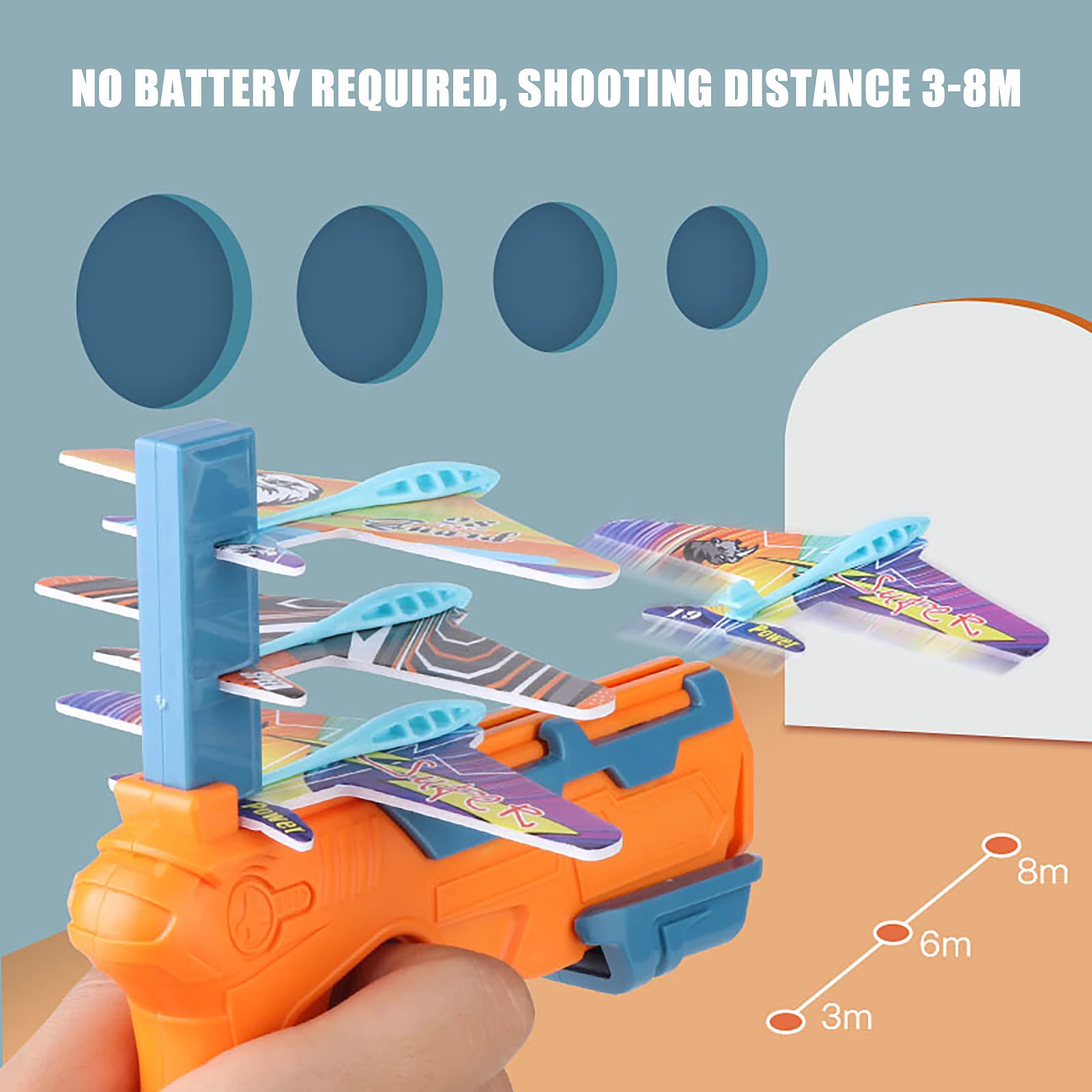 Airplane Launcher Gun With 6 Small Plane Toy Funny Airplane Toys for Kids Plane Catapult Gun Shooting Game Gift