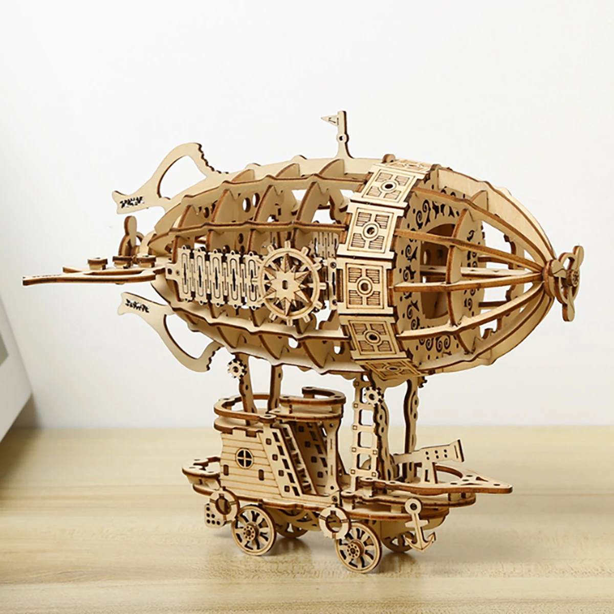 Airship 3D Car Wooden Puzzle Scale Model,DIY Model Kit, Handcraft Gift,Home Decoration,Mechanical Model Kit, Building