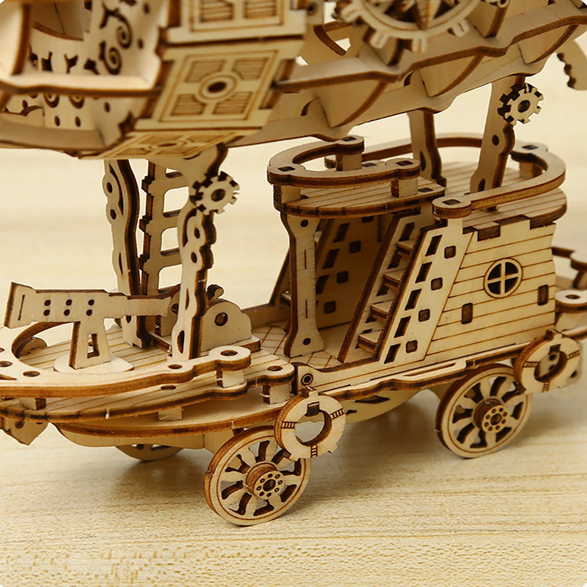 Airship 3D Car Wooden Puzzle Scale Model,DIY Model Kit, Handcraft Gift,Home Decoration,Mechanical Model Kit, Building