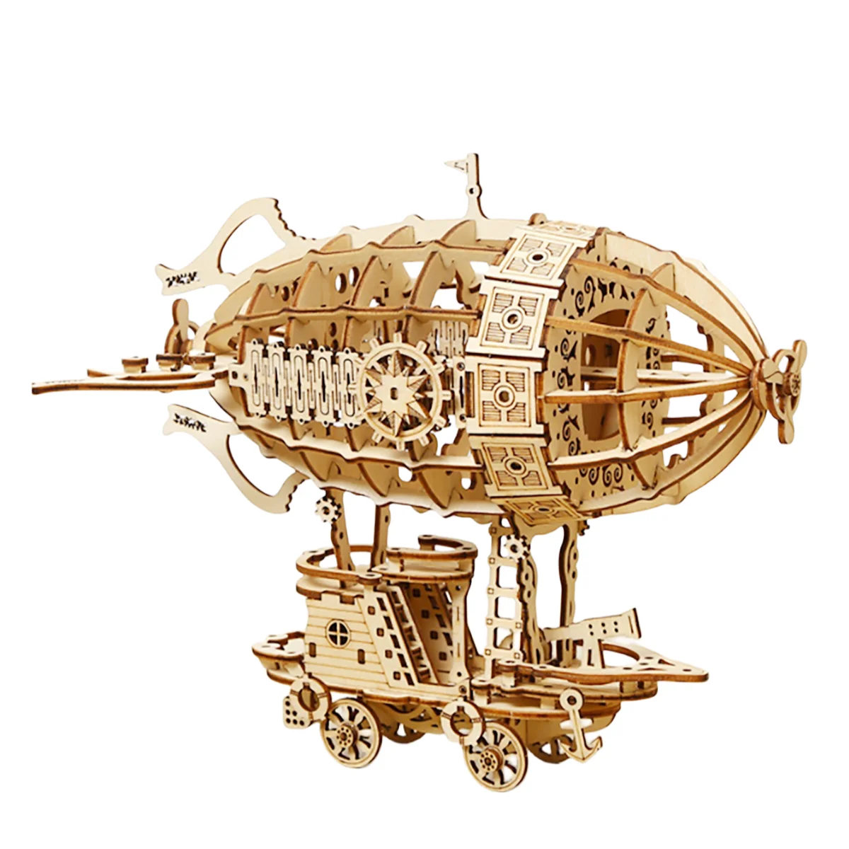 Airship 3D Car Wooden Puzzle Scale Model,DIY Model Kit, Handcraft Gift,Home Decoration,Mechanical Model Kit, Building
