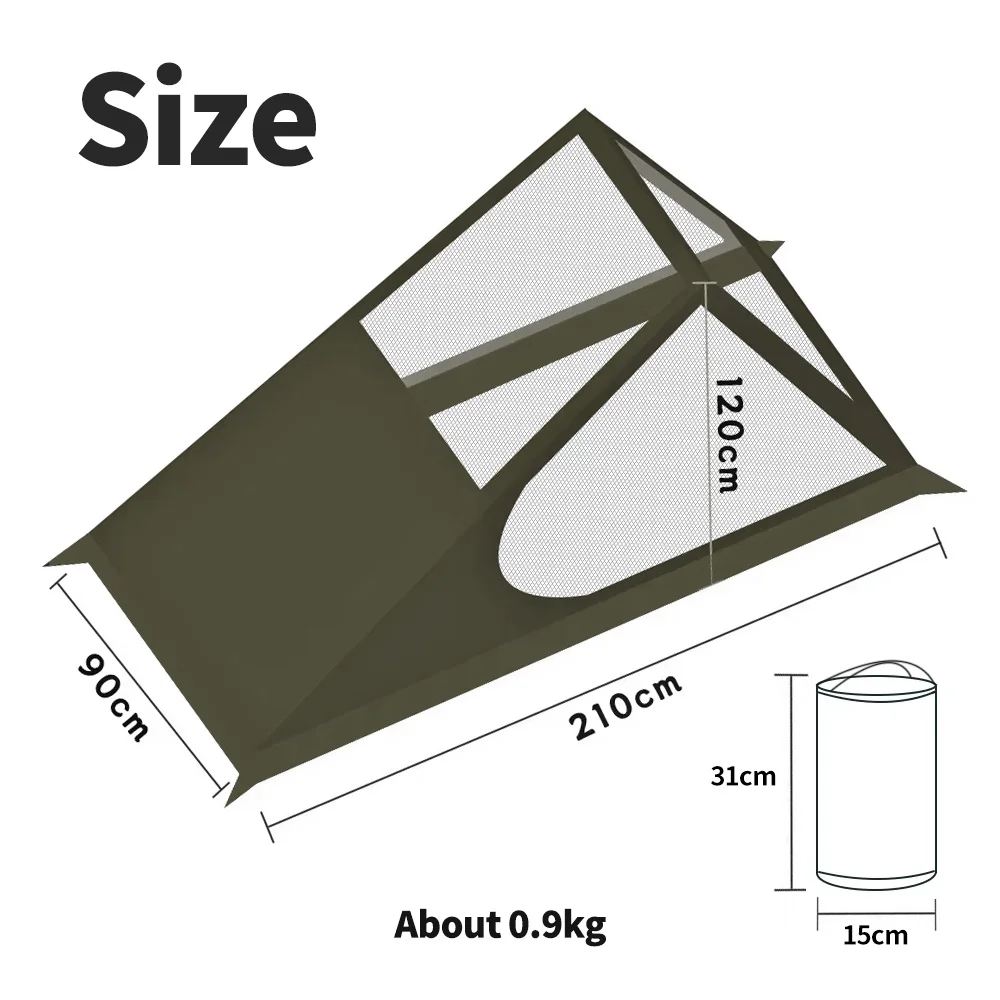 Airy Mesh Tent 1 Person Ultralight Tent Quick Setup Backpacking Shelter Breathable Mosquito Proof for Camping and