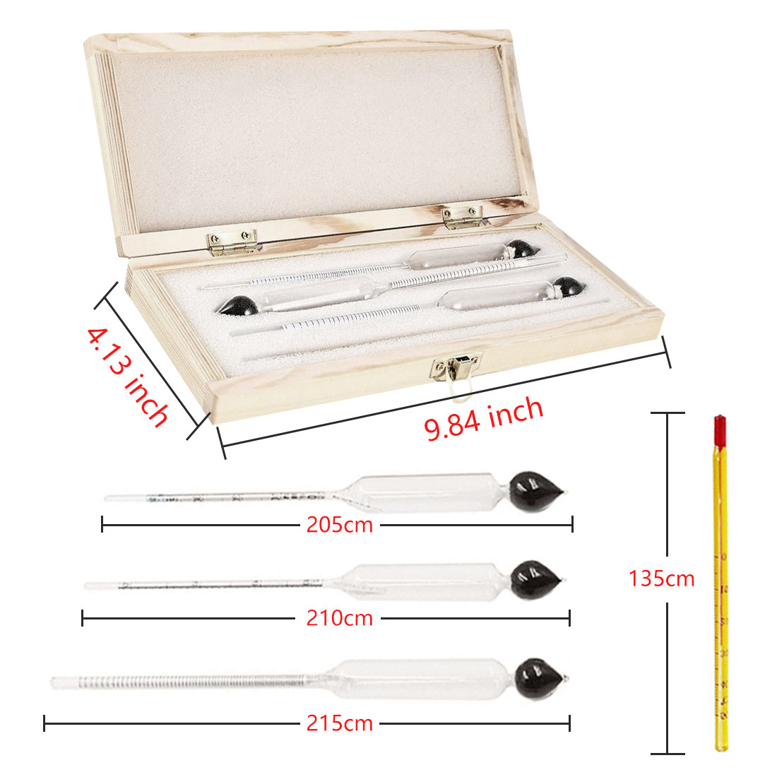 Alcohol Meter with Thermometer 3PC Set Alcohol Meter with Thermometer 3PC Set
