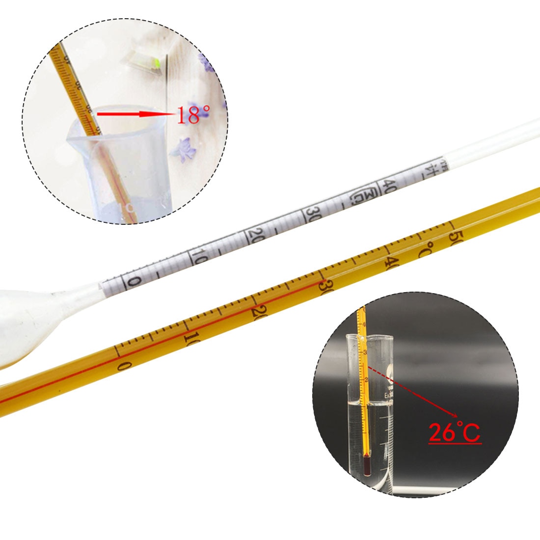 Alcohol Meter with Thermometer 3PC Set Alcohol Meter with Thermometer 3PC Set