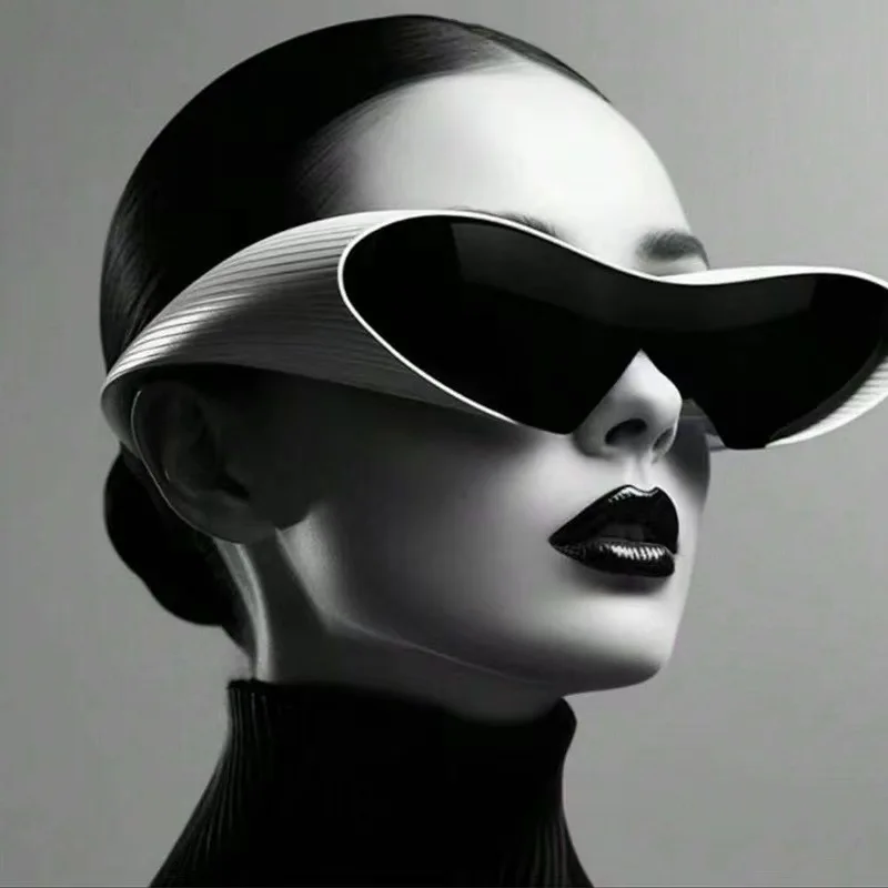 Alien Uv Resistant Sunglasses, Punk Goggles, Futuristic Y2k Large Frame Integrated Sunglasses
