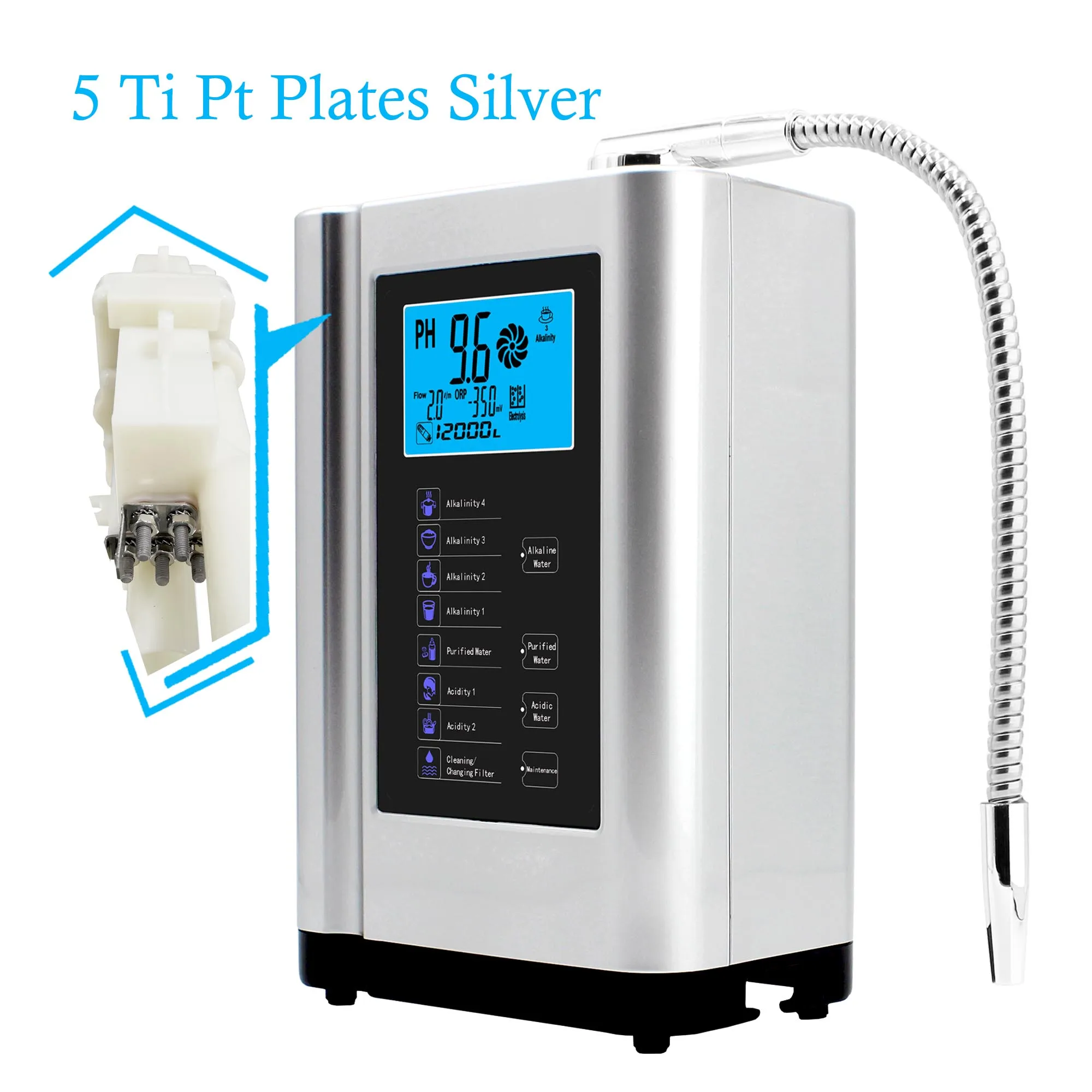 Alkaline Water Ionizer Hydrogen Generator Machine Purifier Produces PH 3.5-10.5 Alkaline Acid Water Water Filter System