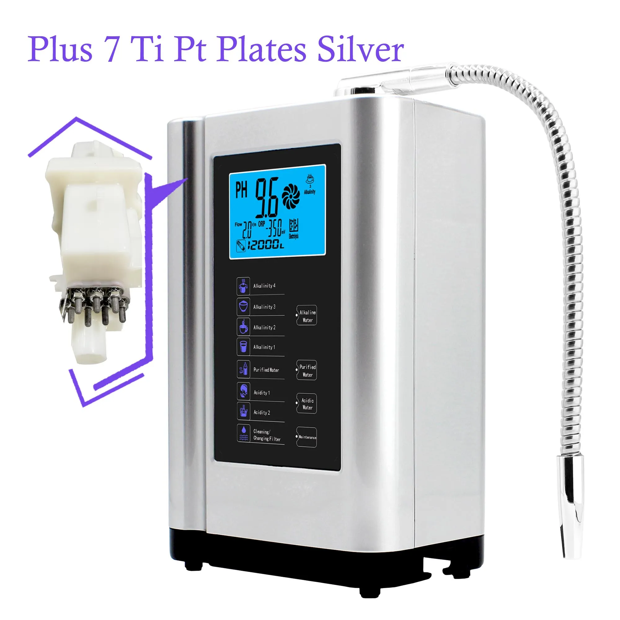 Alkaline Water Ionizer Hydrogen Generator Machine Purifier Produces PH 3.5-10.5 Alkaline Acid Water Water Filter System