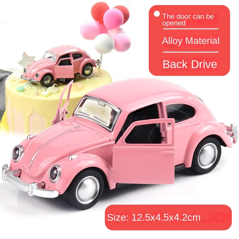 Alloy Car Model Beetle Vintage Car Door Opening Force Children's Toy Car Cake Decoration