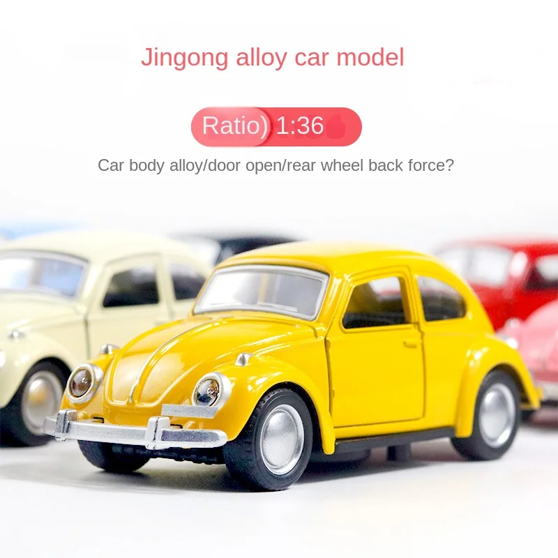 Alloy Car Model Beetle Vintage Car Door Opening Force Children's Toy Car Cake Decoration