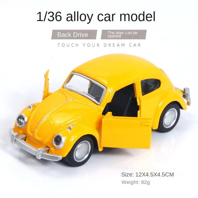 Alloy Car Model Beetle Vintage Car Door Opening Force Children's Toy Car Cake Decoration