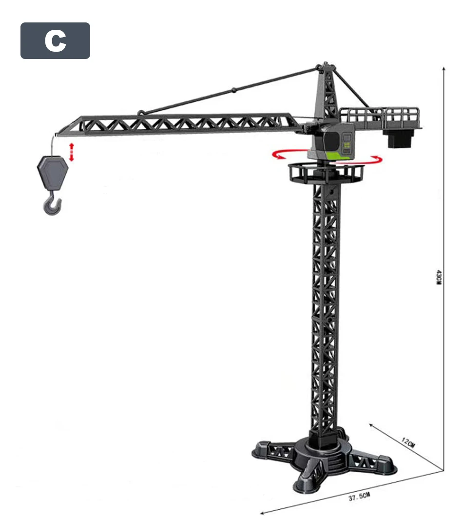 Alloy Engineering Diecast Tower Crane Classic Construction Model Vehicle Loader Tractor Excavator Toys for Boys Gift Alloy Engineering Diecast Tower Crane Classic Construction Model Vehicle Loader Tractor Excavator Toys for Boys Gift