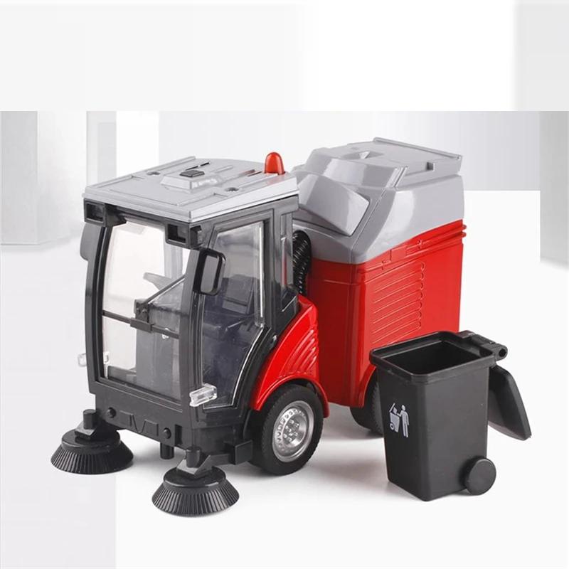 Alloy Sweeper Model Diecast Road Cleaning Refuse Bin Classification Sanitation Vehicles Car Model Sound and Light Kids