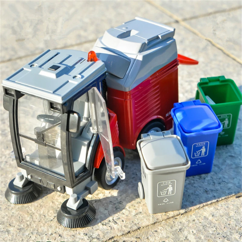Alloy Sweeper Model Diecast Road Cleaning Refuse Bin Classification Sanitation Vehicles Car Model Sound and Light Kids Alloy Sweeper Model Diecast Road Cleaning Refuse Bin Classification Sanitation Vehicles Car Model Sound and Light Kids