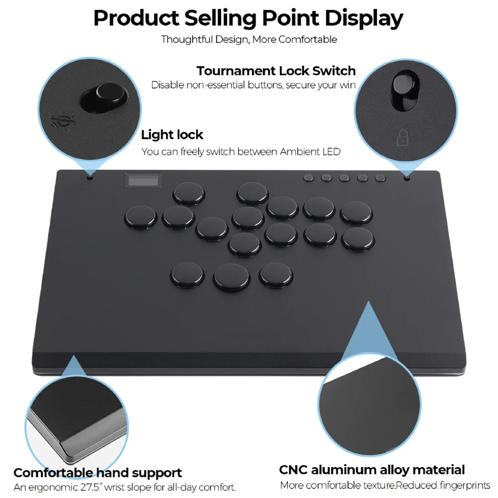Aluminium Alloy Hitbox Leverless Controller Stickless Arcade Stick For PC/ Ps4 / ps5/Steam Hitbox Fighting Controller