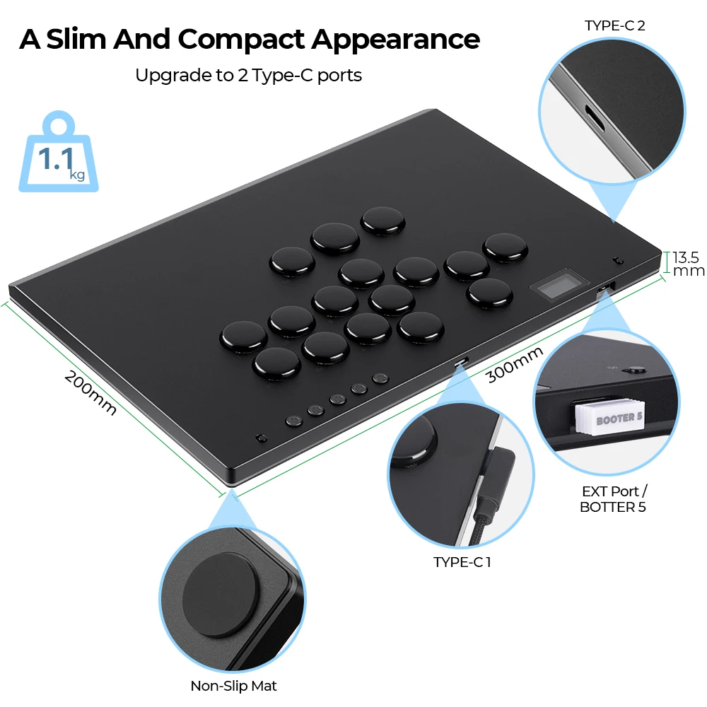 Aluminium Alloy Hitbox Leverless Controller Stickless Arcade Stick For PC/ Ps4 / ps5/Steam Hitbox Fighting Controller