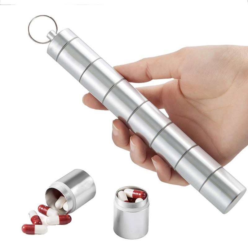Aluminum Multi Grid Keychain Pill Case Aluminum Multi Grid Keychain Pill Case