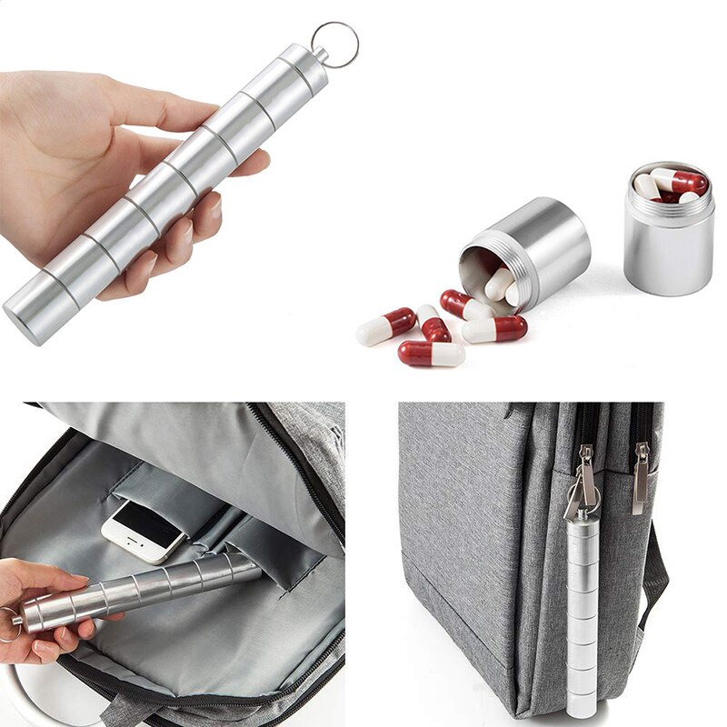 Aluminum Multi Grid Keychain Pill Case Aluminum Multi Grid Keychain Pill Case