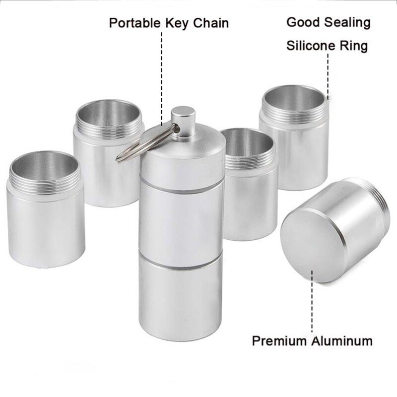 Aluminum Multi Grid Keychain Pill Case Aluminum Multi Grid Keychain Pill Case