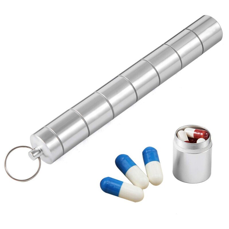 Aluminum Multi Grid Keychain Pill Case Aluminum Multi Grid Keychain Pill Case