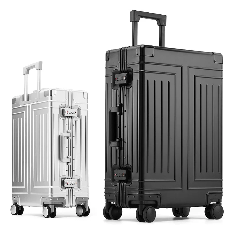 Aluminum Trolley Suitcase Waterproof Metallic Cabin Luggage Trolley Bag Aluminum Travel Suitcase With Wheels
