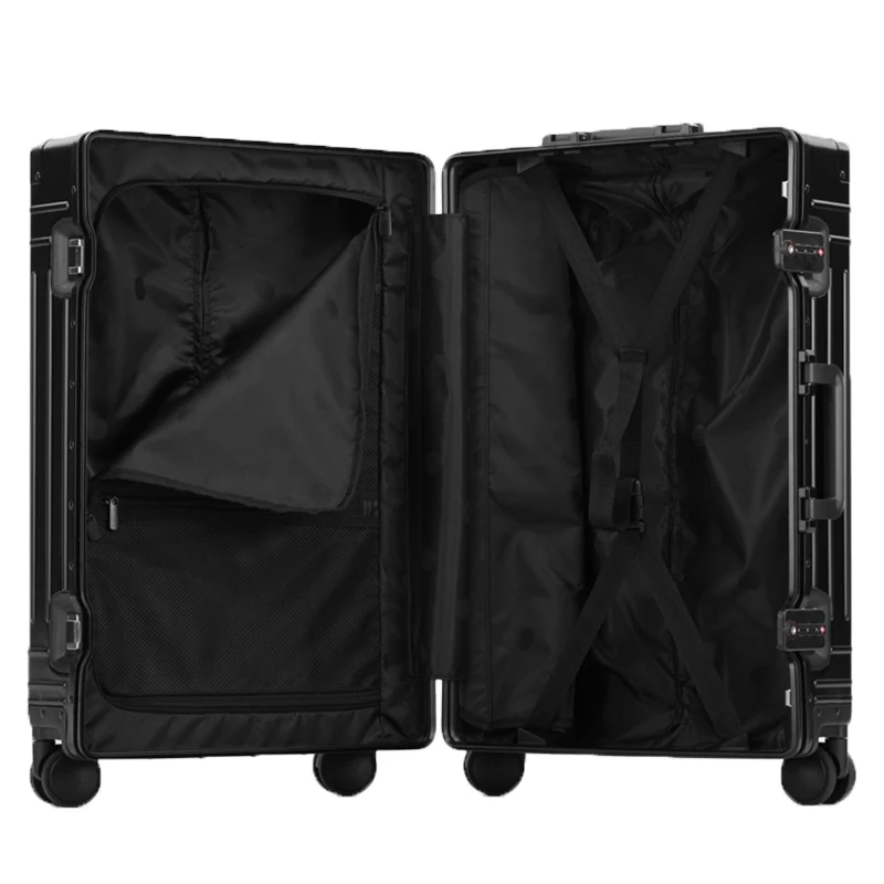 Aluminum Trolley Suitcase Waterproof Metallic Cabin Luggage Trolley Bag Aluminum Travel Suitcase With Wheels