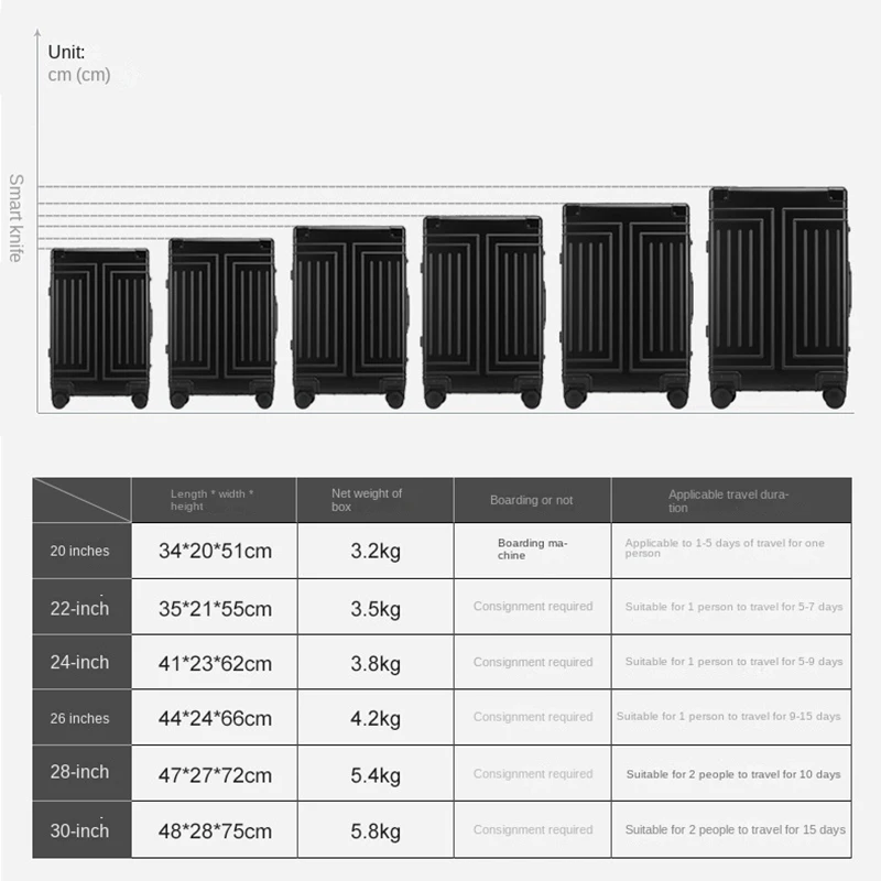Aluminum Trolley Suitcase Waterproof Metallic Cabin Luggage Trolley Bag Aluminum Travel Suitcase With Wheels