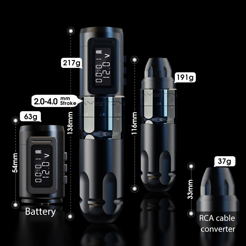 Ambition MARS-U Professional Wireless Tattoo Machine Pen Adjustable Stroke 2-4mm Cartridge 1800mAh Coreless Motor Ambition MARS-U Professional Wireless Tattoo Machine Pen Adjustable Stroke 2-4mm Cartridge 1800mAh Coreless Motor