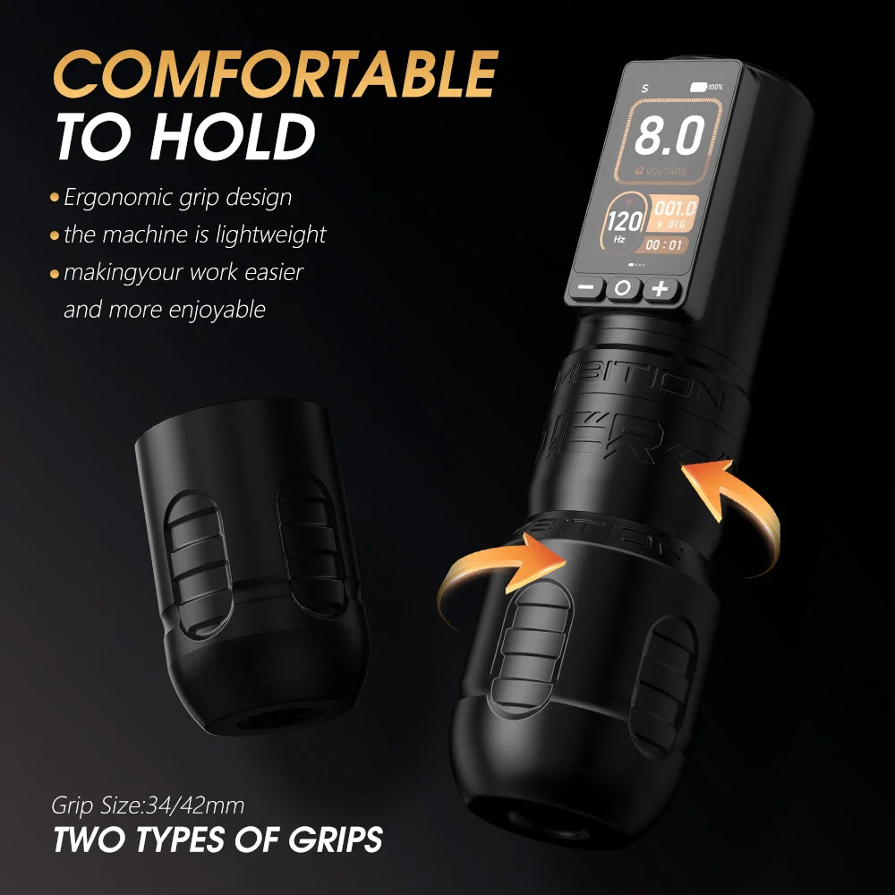 Ambition Soldier270 Wireless Tattoo Machine 4.0-4.5mm Stroke Brushless Motor Pen Professional 2400mAh Battery Grip Ambition Soldier270 Wireless Tattoo Machine 4.0-4.5mm Stroke Brushless Motor Pen Professional 2400mAh Battery Grip