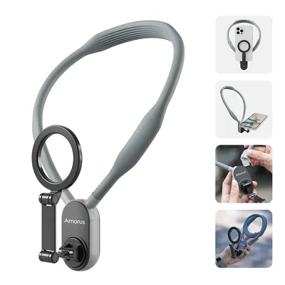 Amorus Silicone Magnetic Neck Mount Quick Release Hold for Phones Vlog Selfie Mount Accessory
