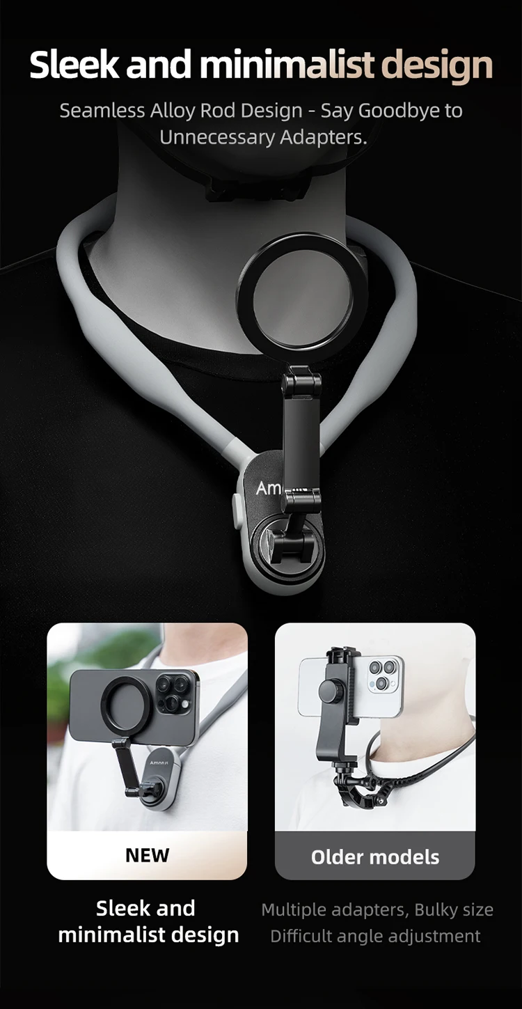 Amorus Silicone Magnetic Neck Mount Quick Release Hold for Phones Vlog Selfie Mount Accessory Amorus Silicone Magnetic Neck Mount Quick Release Hold for Phones Vlog Selfie Mount Accessory