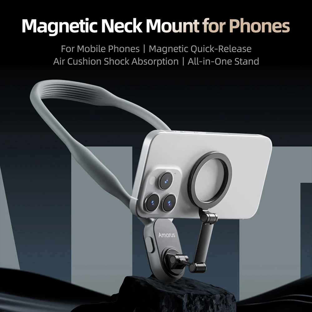 Amorus Silicone Magnetic Neck Mount Quick Release Hold for Phones Vlog Selfie Mount Accessory Amorus Silicone Magnetic Neck Mount Quick Release Hold for Phones Vlog Selfie Mount Accessory