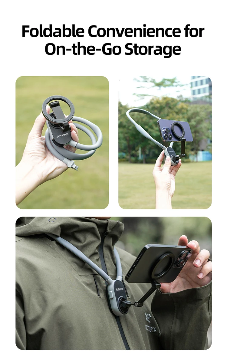 Amorus Silicone Magnetic Neck Mount Quick Release Hold for Phones Vlog Selfie Mount Accessory Amorus Silicone Magnetic Neck Mount Quick Release Hold for Phones Vlog Selfie Mount Accessory
