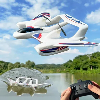 Amphibious Waterproof Gyro Stabilized EPP Foam Fixed-Wing Glider Aircraft RC Plane with LED Lights 2.4G Radio Control