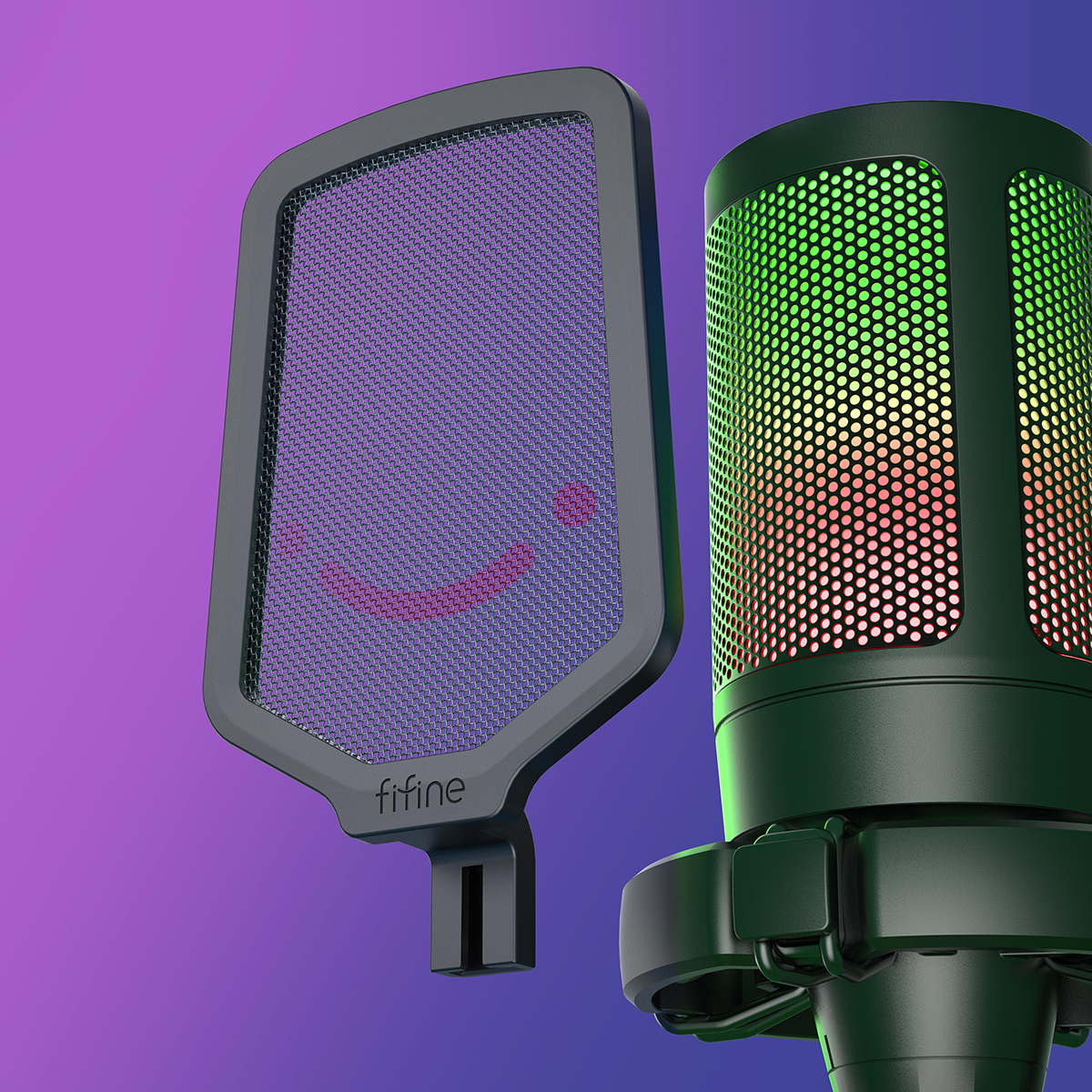Ampligame USB Microphone for Gaming Streaming with Pop Filter Shock Mount&Gain Control,Condenser Mic for Laptop/Computer