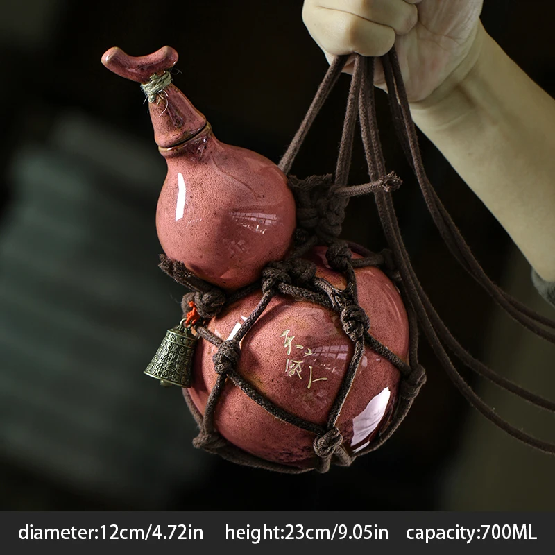 Ancient Style 700ml Wukong Bottle Gourd Wine Bottle Ceramic Cup Destiny Of Heaven Net Bag Wine Gourd Set The Hot Water