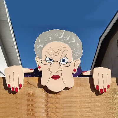 Angry Grandma/Grandpa Fence Peeker Angry Grandma/Grandpa Fence Peeker